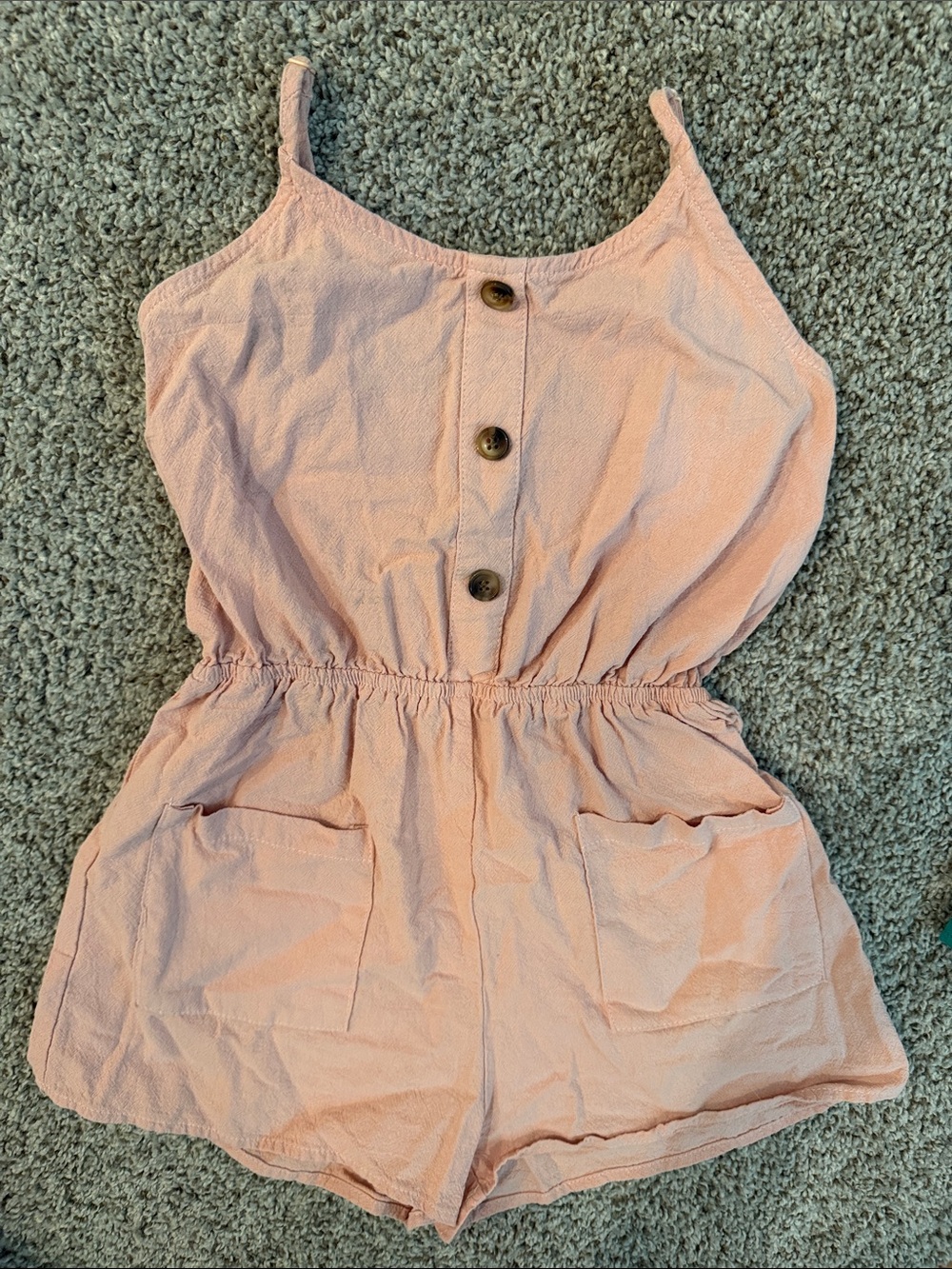 SHEIN Pink Sleeveless Button-Front Romper